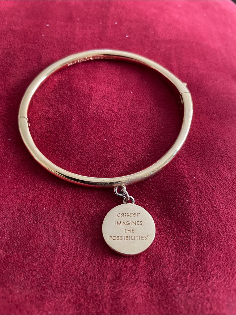 Kate Spade Gold Bangle Bracelet & Charm,Clasp-Slight Rubbing At Charm - Picture 3 of 7